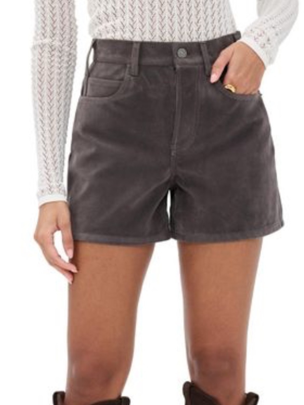 NWT WE THE FREE Tippi Vegan Suede Short Dark Grey high waisted minimalist 25